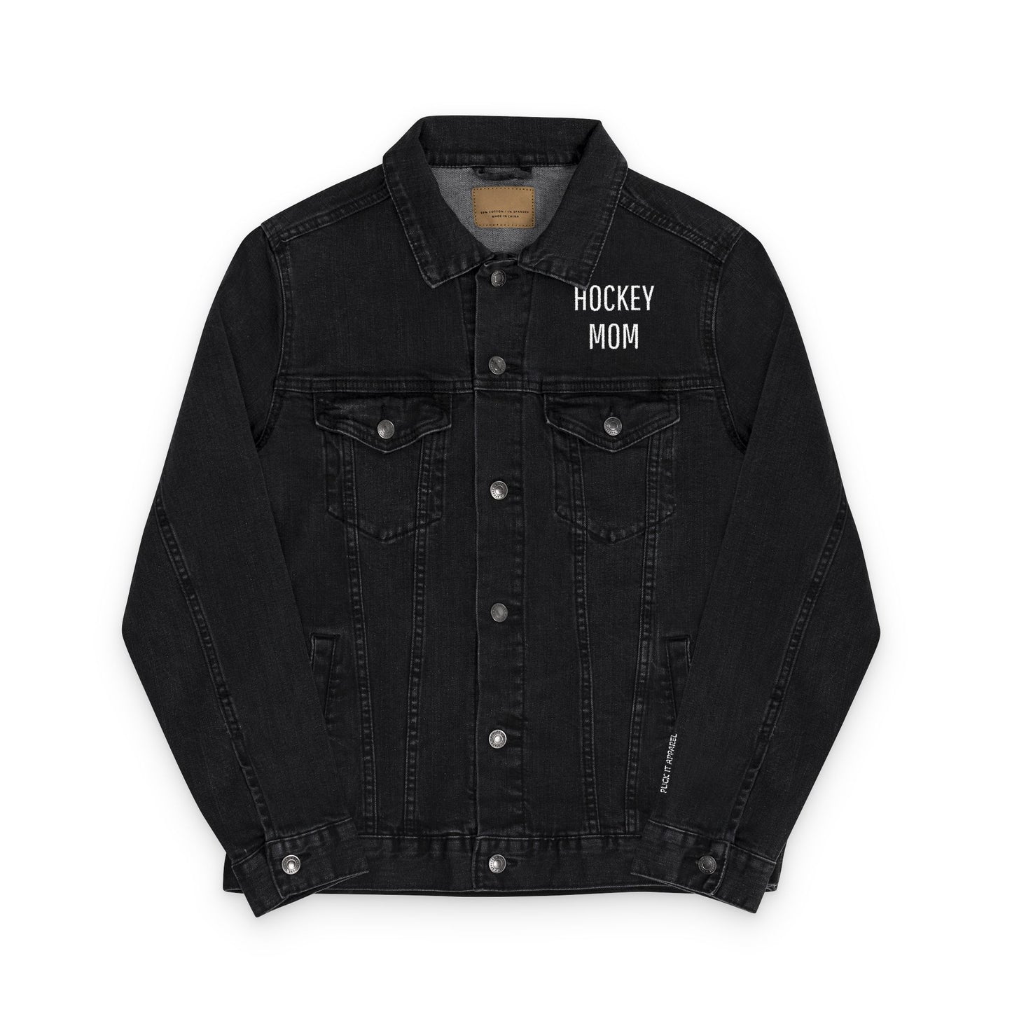Hockey Mom Denim Jacket with Embroidery