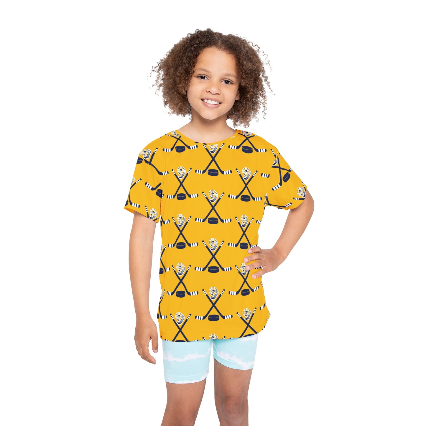 Kids #9 Gold and Blue Pajama Shirt