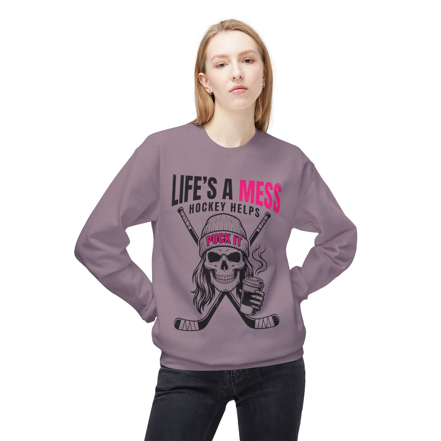 Life's a Mess Hockey Crewneck Sweatshirt