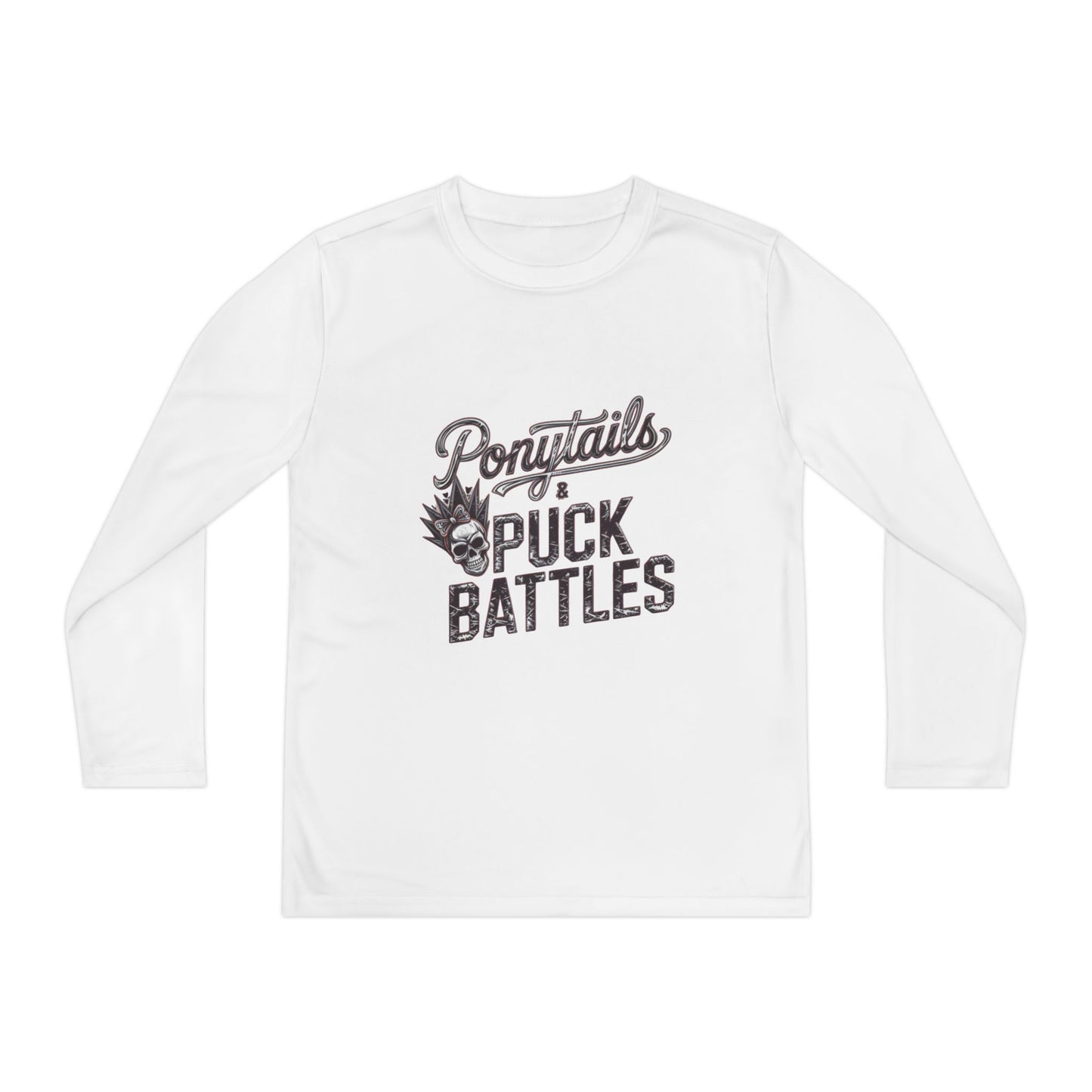 Ponytails & Puck Battles Youth Long Sleeve by Sport-Tek