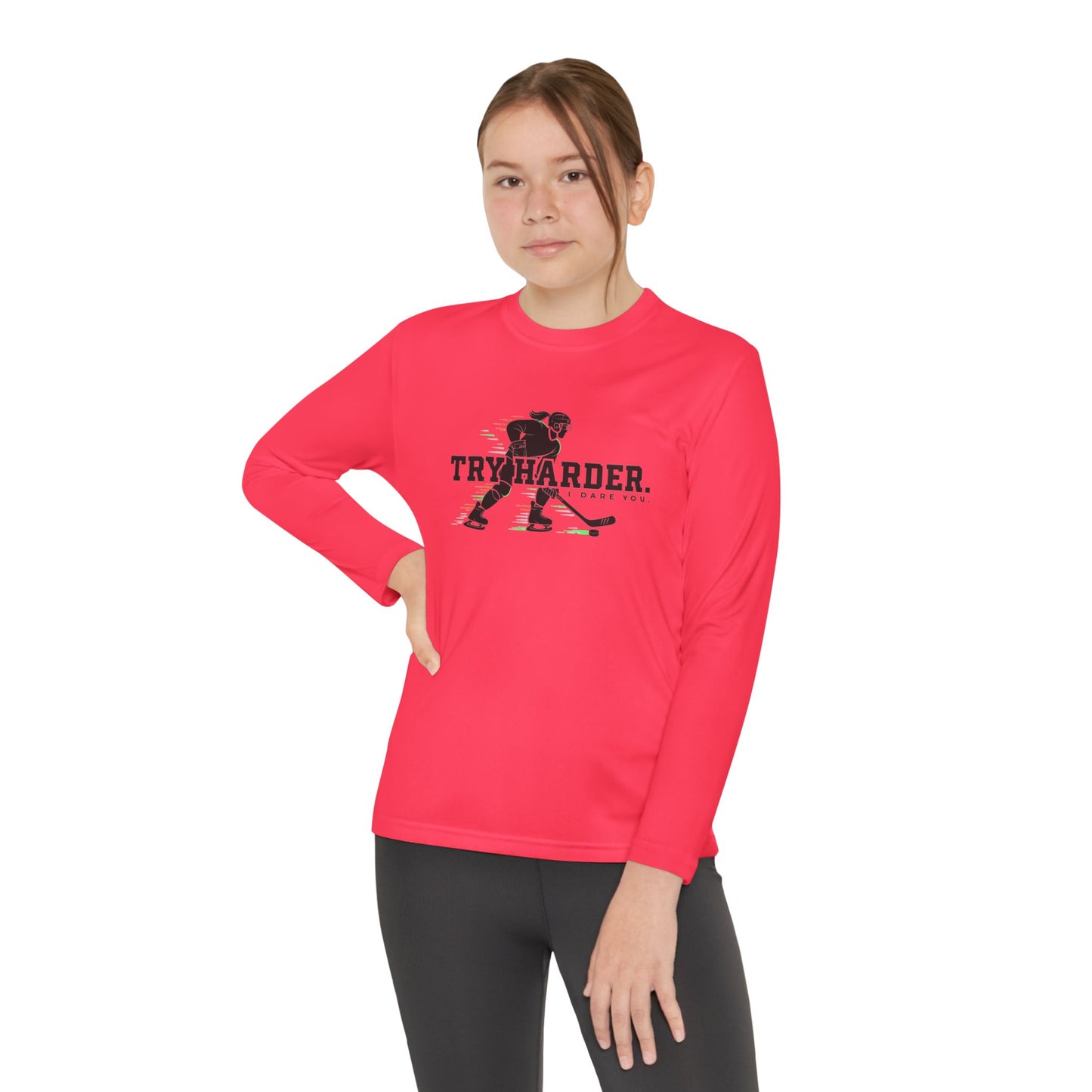 Try Harder Hockey Youth Long Sleeve Tee