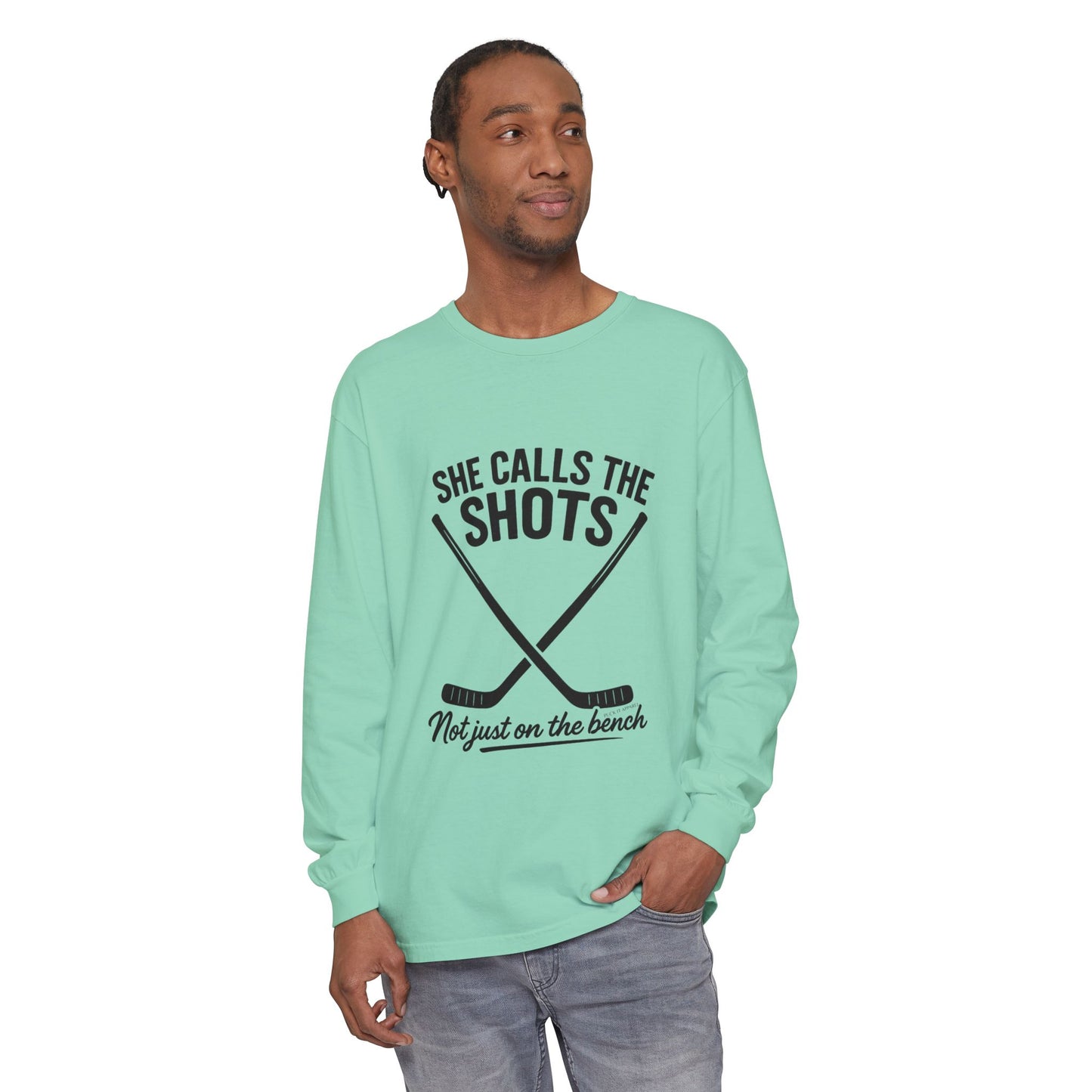 Female Hockey Coach Long Sleeve Shirt - She Calls the Shots, Sports Apparel, Gift for Athletes