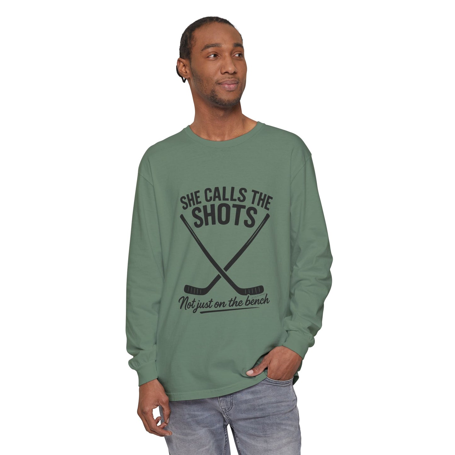 Female Hockey Coach Long Sleeve Shirt - She Calls the Shots, Sports Apparel, Gift for Athletes