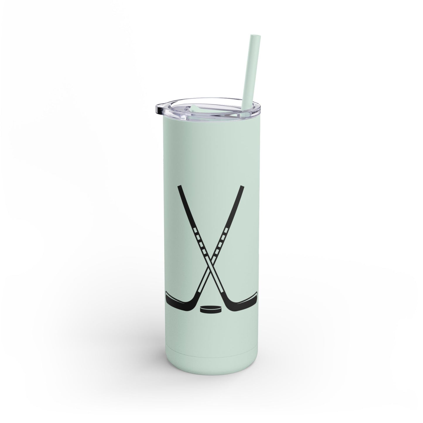 Hockey Themed Skinny Tumbler, Personalized Travel Mug, Sports Team Gift, Hockey Fan Merchandise, Unique Cup for Players