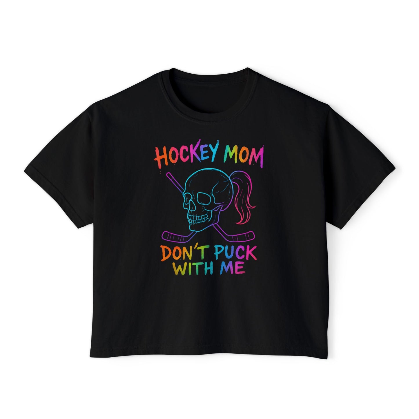 Hockey Mom Boxy Tee — "Don't Puck With Me"