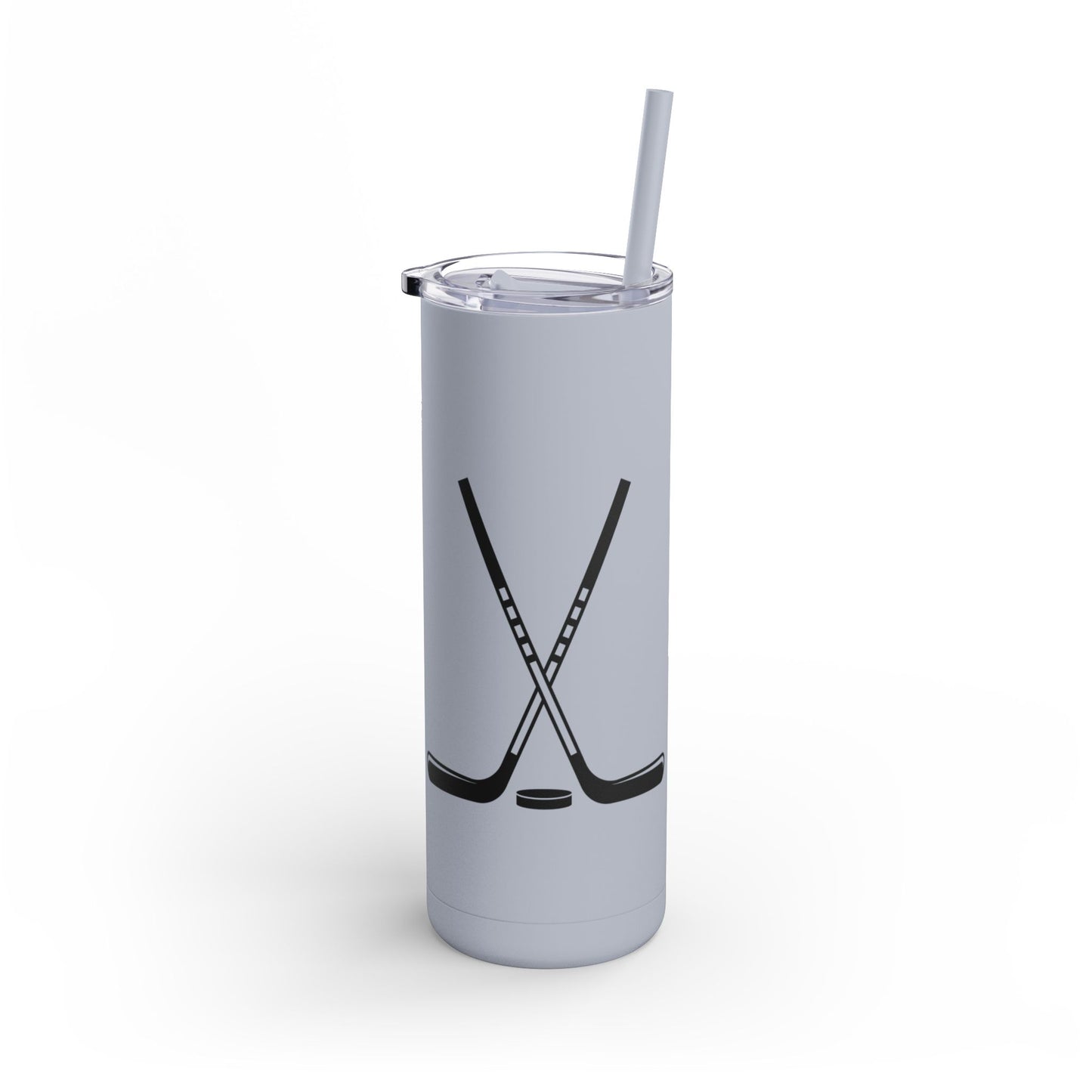 Hockey Themed Skinny Tumbler, Personalized Travel Mug, Sports Team Gift, Hockey Fan Merchandise, Unique Cup for Players