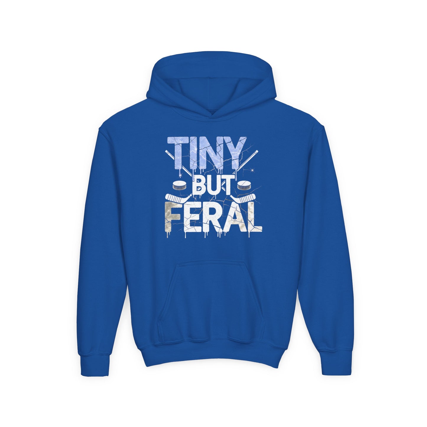 Tiny but Feral Youth Tiny Face Hoodie by Gildan