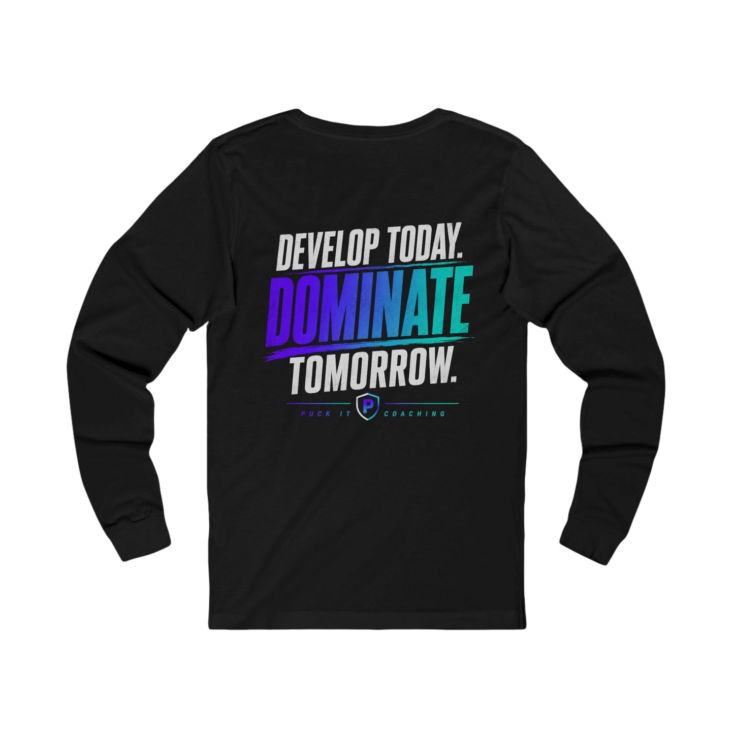 Puck It Coaching Long Sleeve Tee — "Develop Today. Dominate Tomorrow."