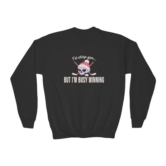 Youth Crewneck Sweatshirt — “I’d Chirp You… But I’m Busy Whining”
