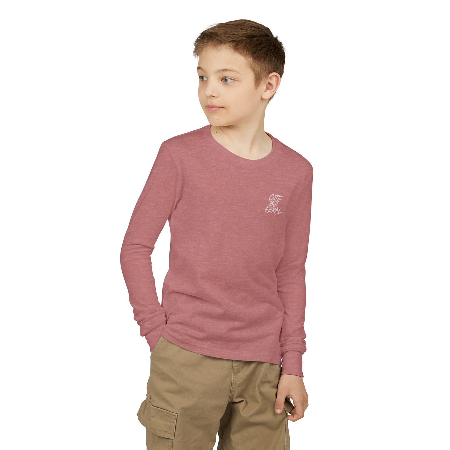 Cute But Feral Youth Long Sleeve Tee — Youth Jersey Shirt with Raccoon Graphic