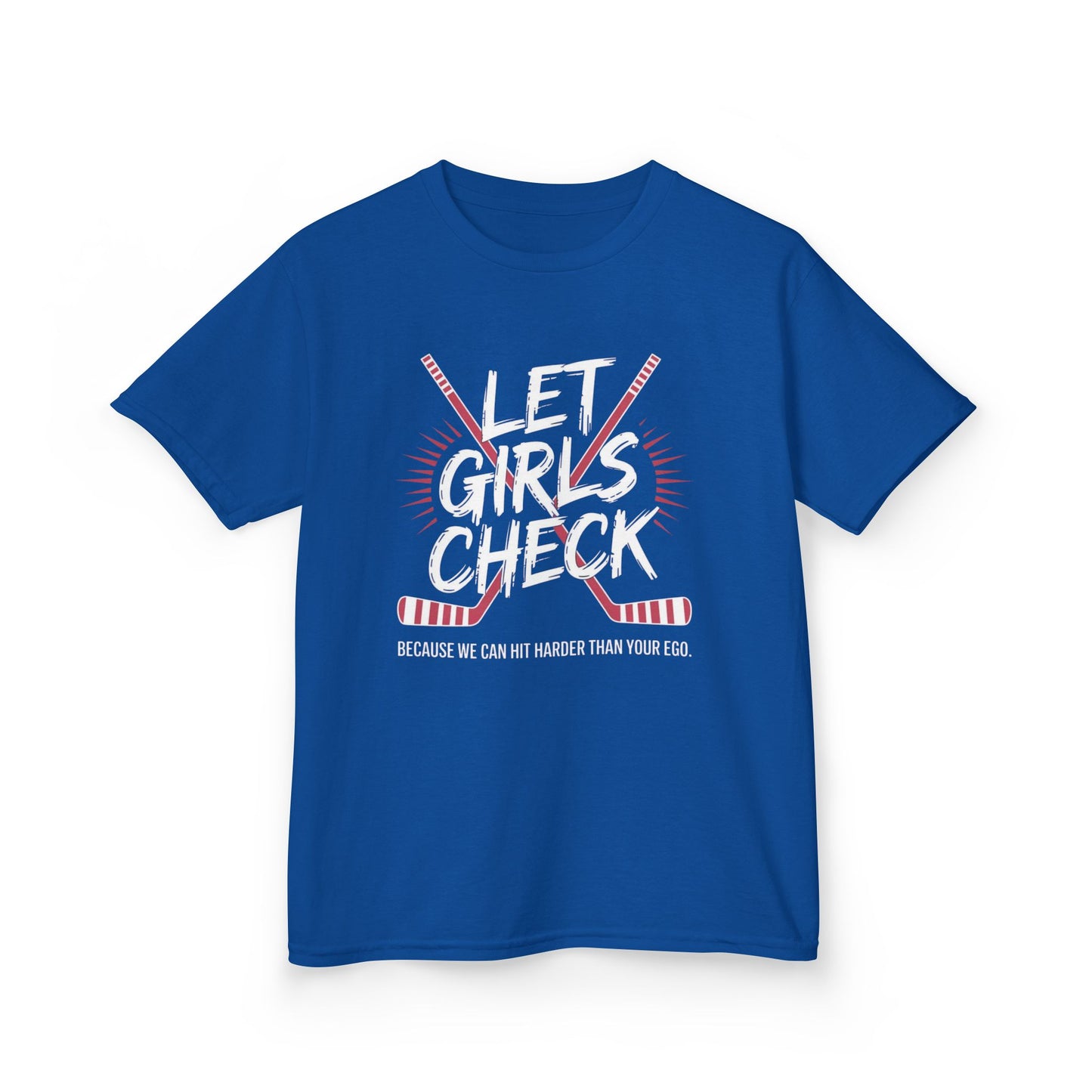Let Girls Check Kids T-Shirt — Girls Hockey Shirt (Let Girls Check)
