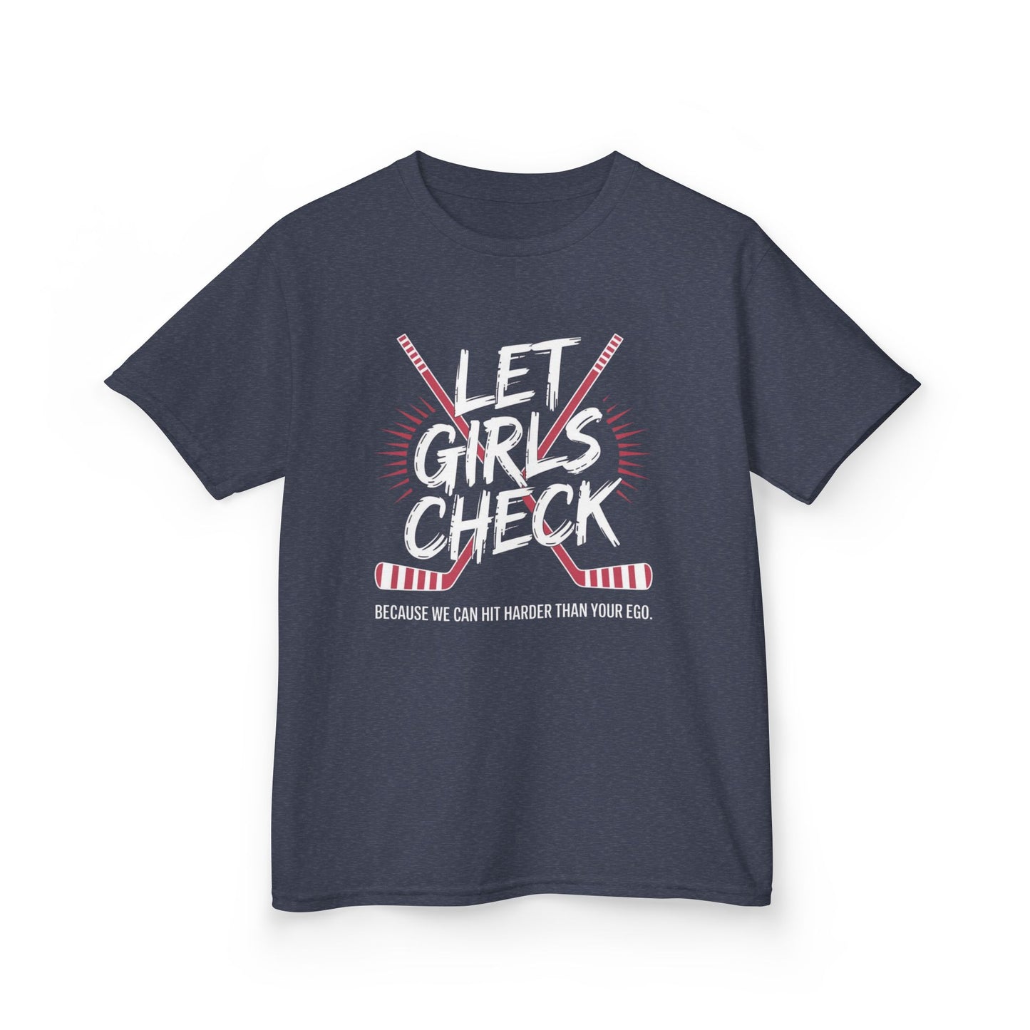 Let Girls Check Kids T-Shirt — Girls Hockey Shirt (Let Girls Check)