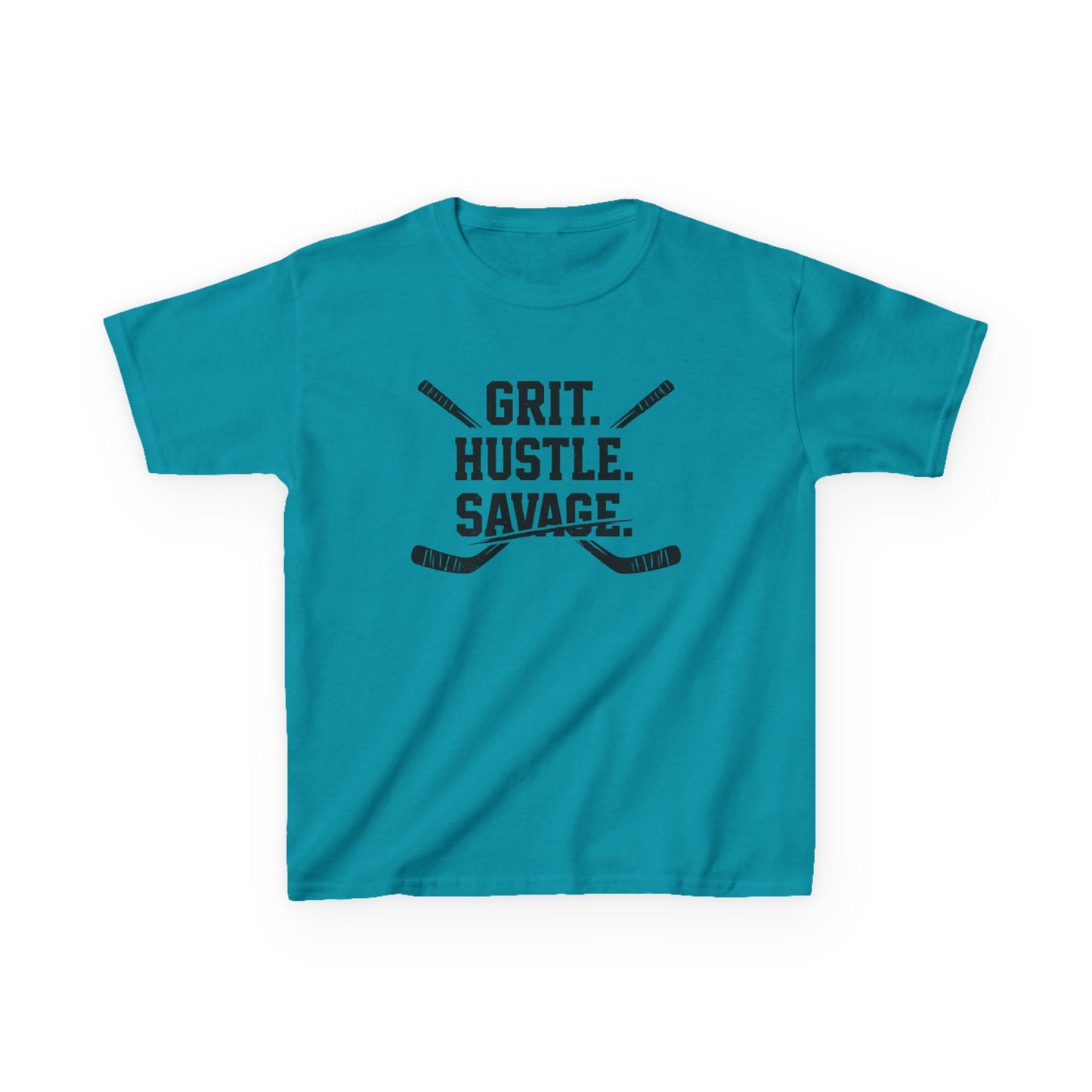 Kids Hockey Tee — "Grit. Hustle. Savage."