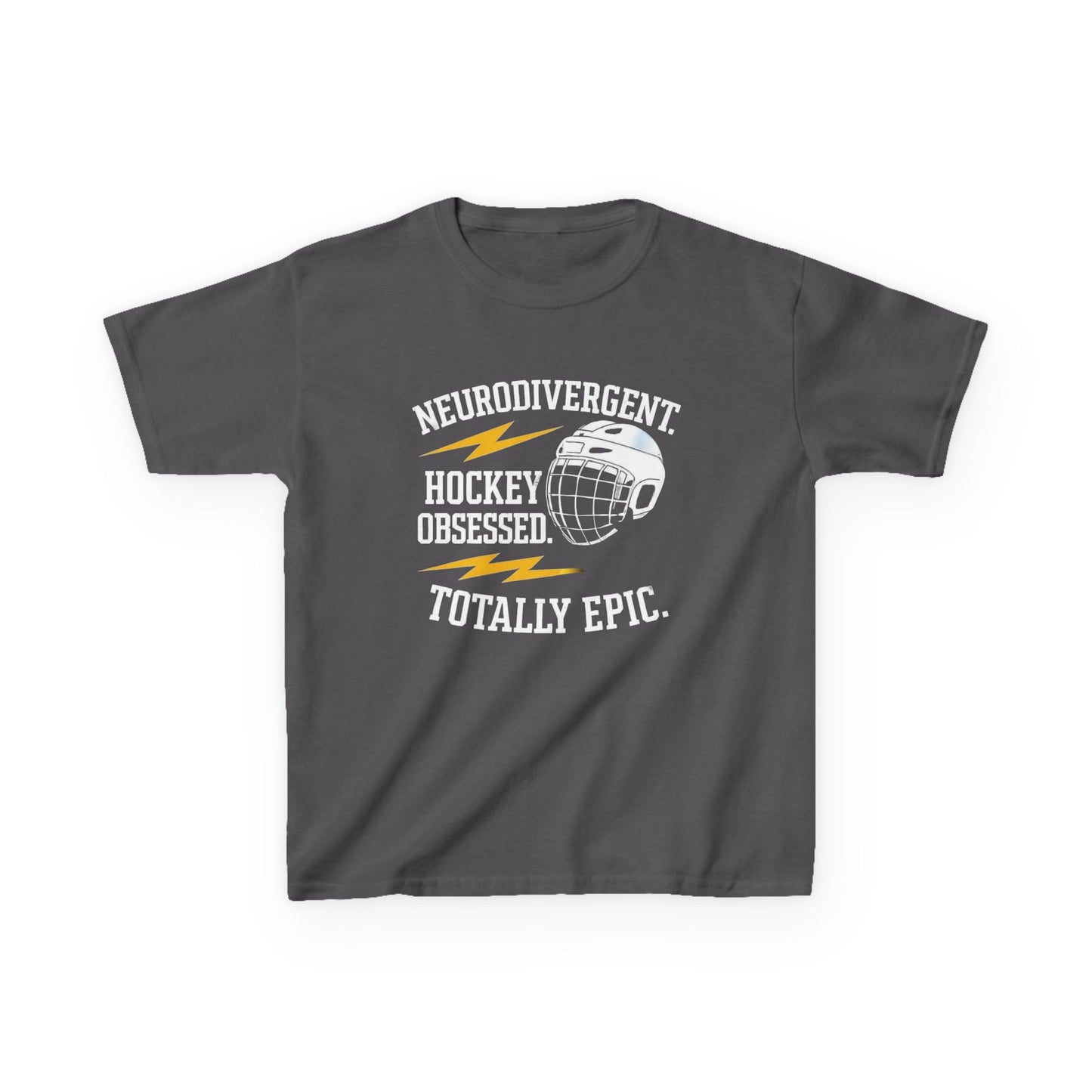 Kids Hockey T‑Shirt — "Neurodivergent Hockey Obsessed, Totally Epic"