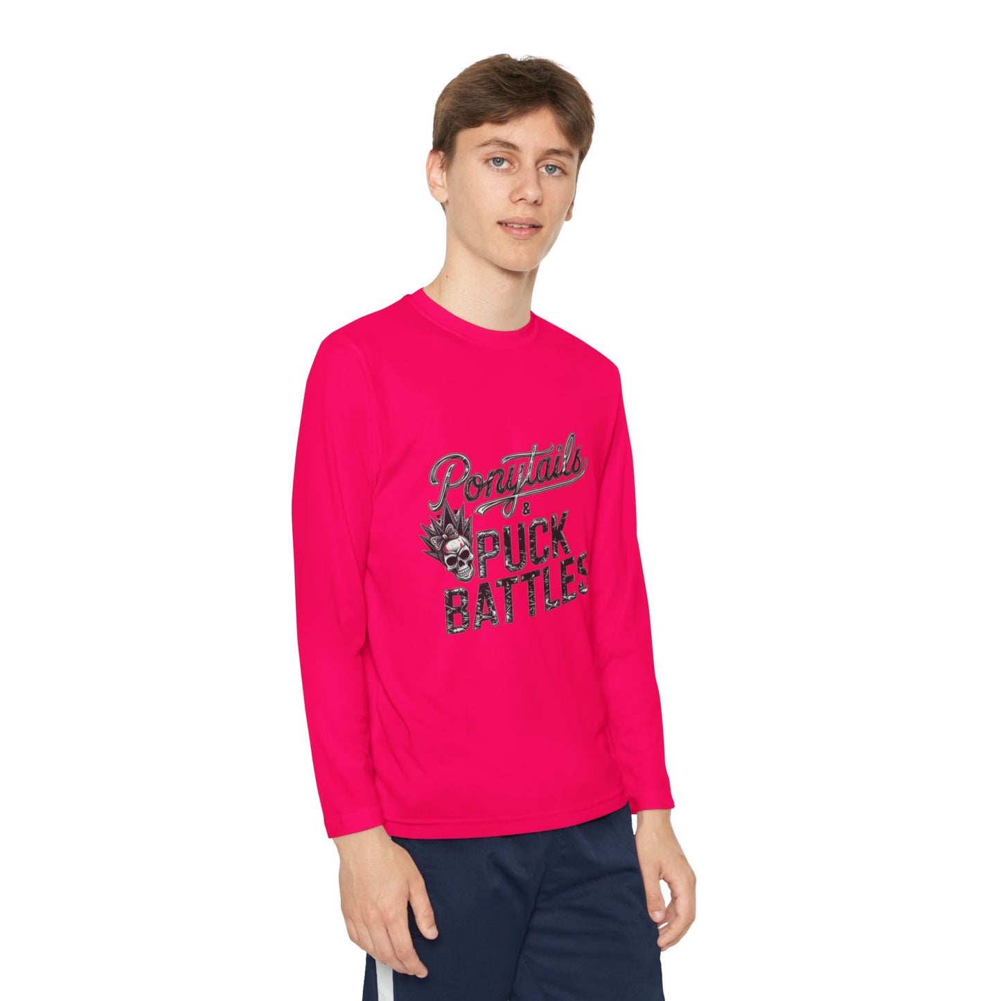 Ponytails & Puck Battles Youth Long Sleeve by Sport-Tek