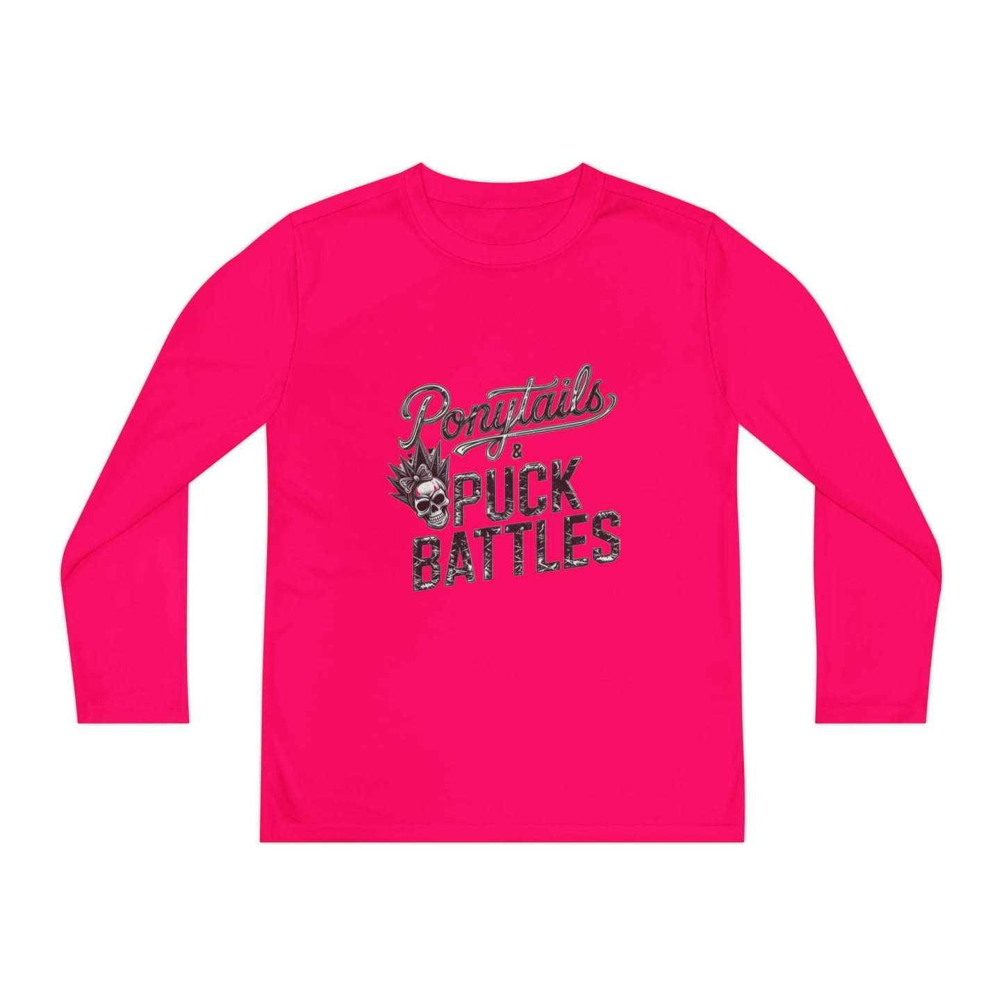 Ponytails & Puck Battles Youth Long Sleeve by Sport-Tek