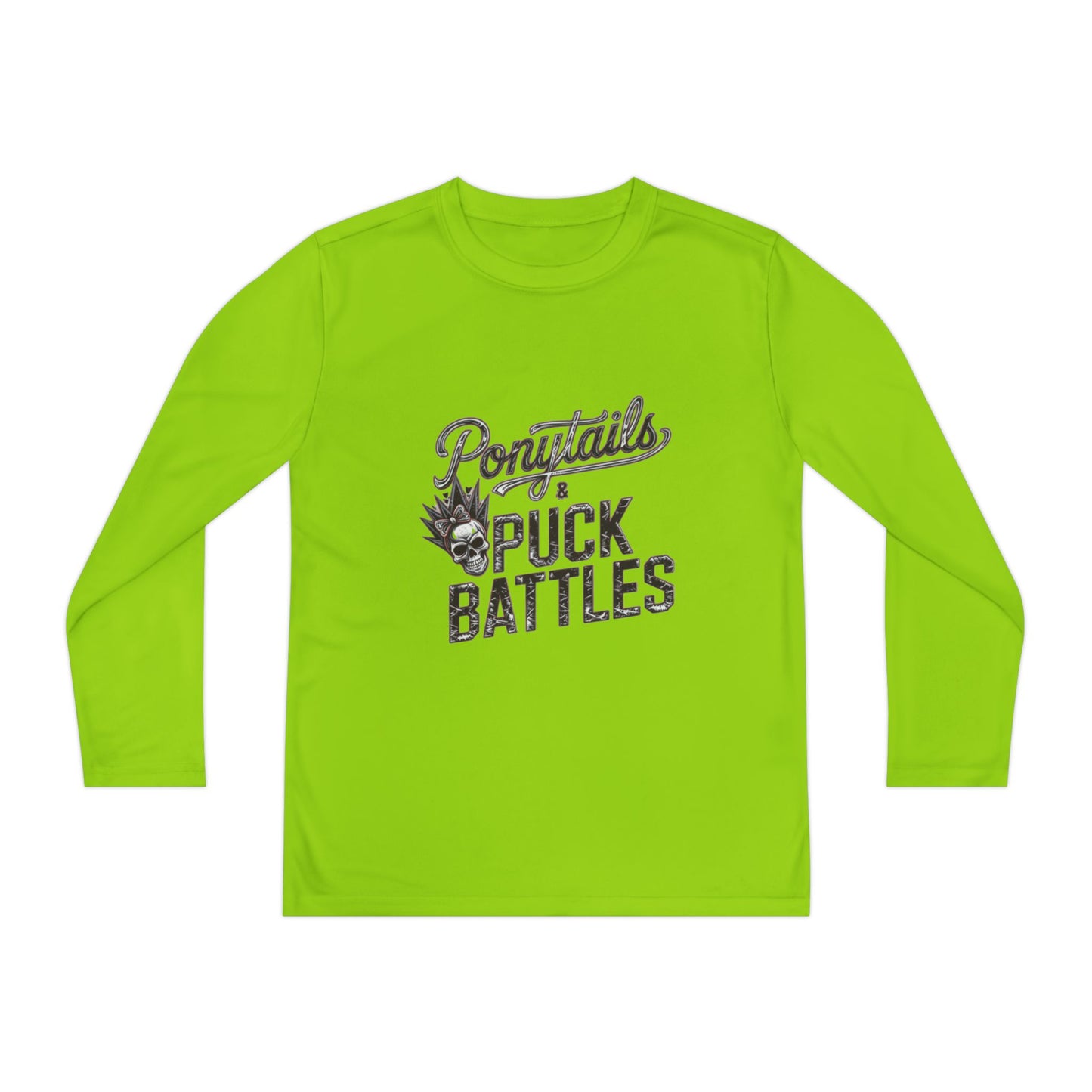 Ponytails & Puck Battles Youth Long Sleeve by Sport-Tek