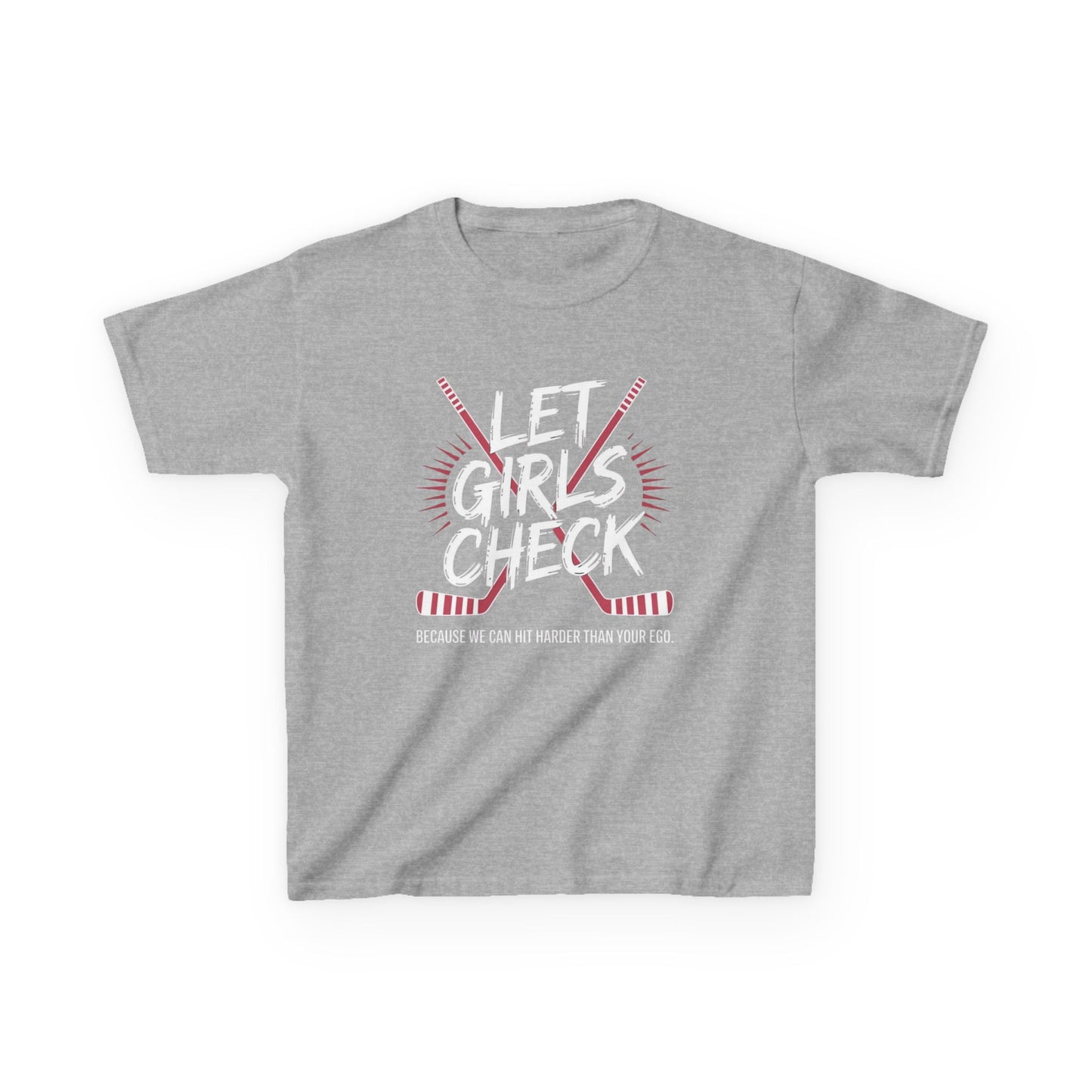 Let Girls Check Kids T-Shirt — Girls Hockey Shirt (Let Girls Check)