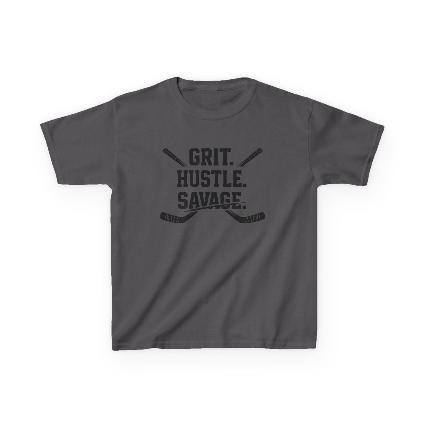 Kids Hockey Tee — "Grit. Hustle. Savage."