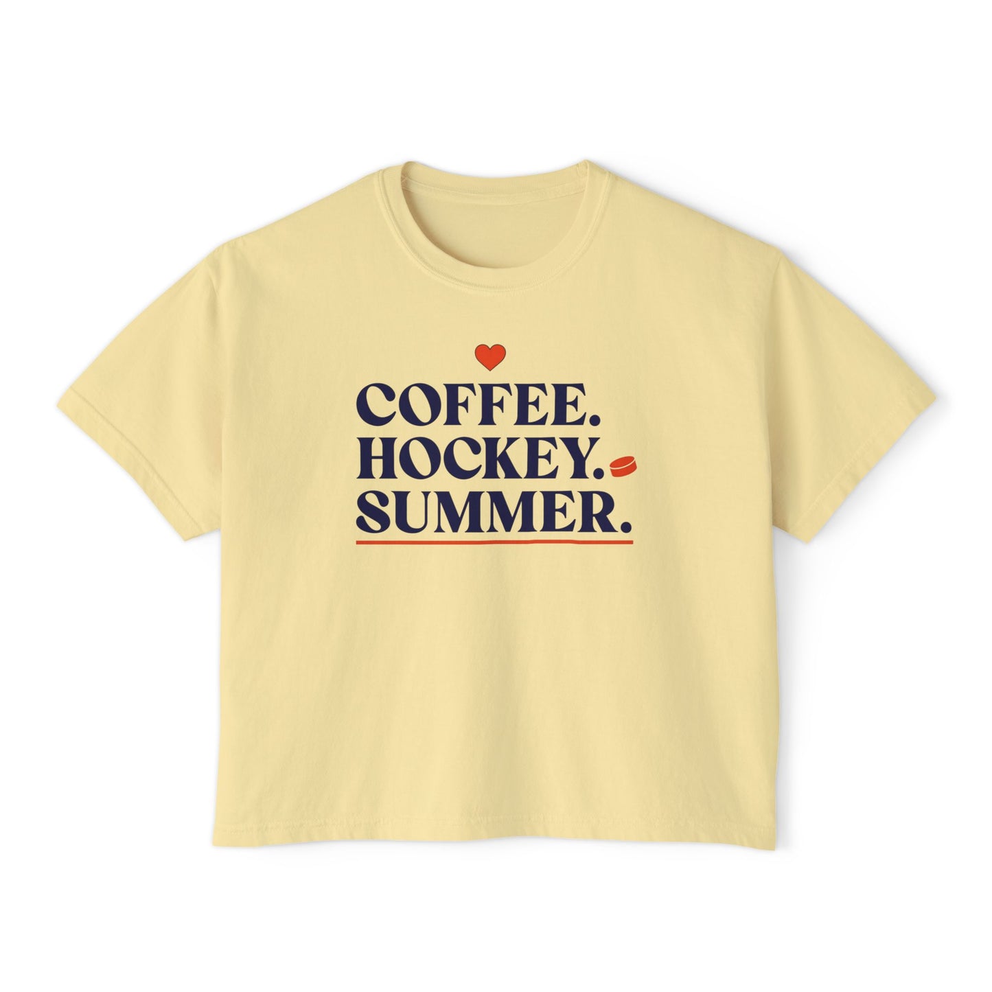 Coffee. Hockey. Summer. Boxy Tee