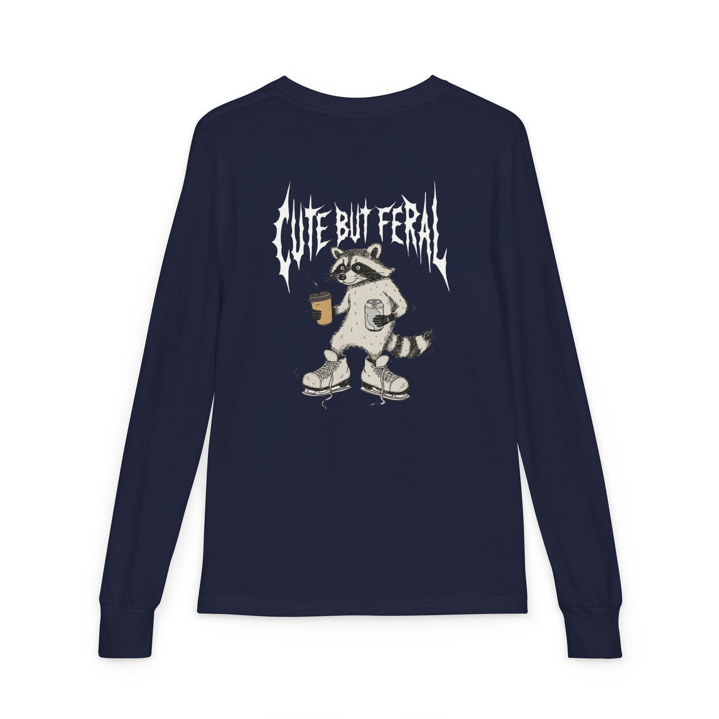 Cute But Feral Youth Long Sleeve Tee — Youth Jersey Shirt with Raccoon Graphic