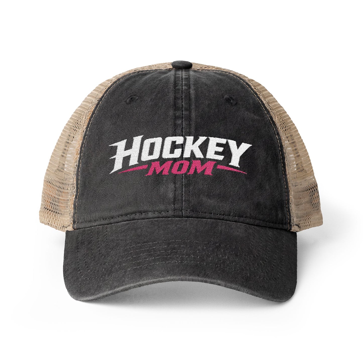 Women's Washed Mesh-Back Personalized Hockey Mom Hat