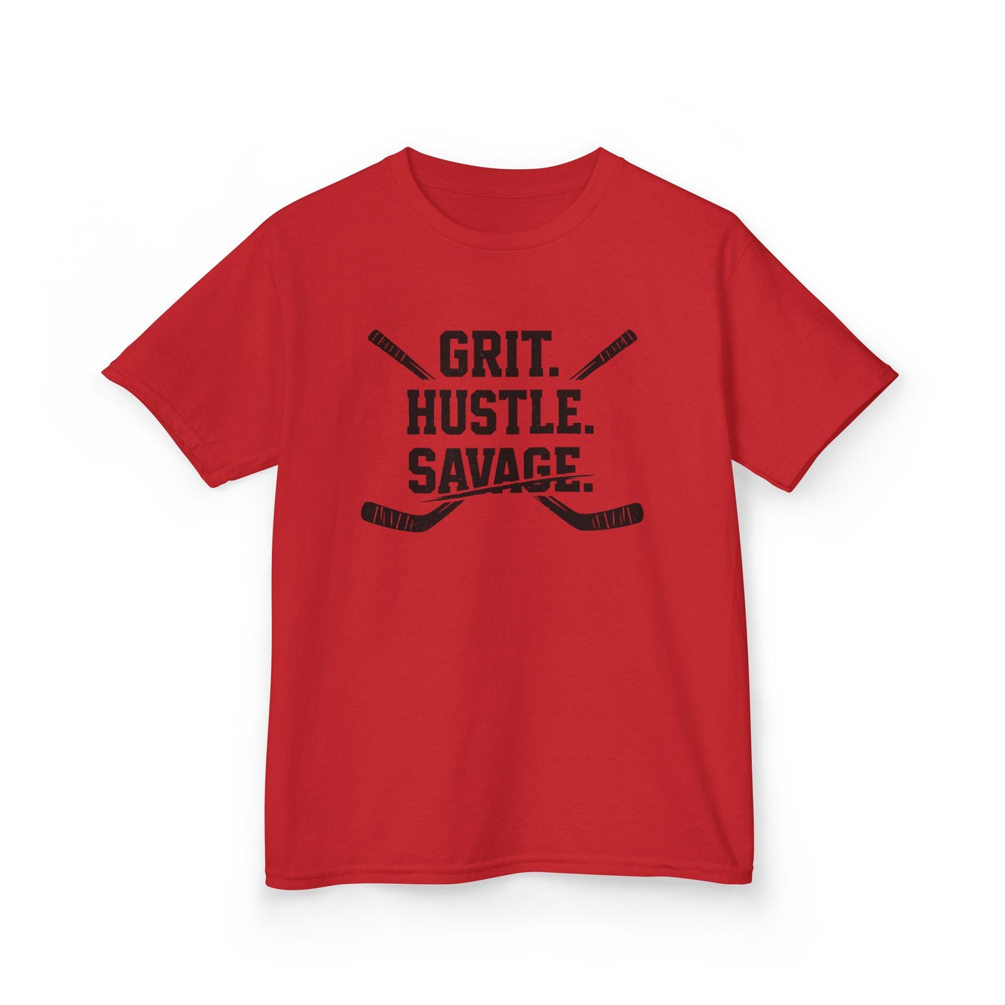 Kids Hockey Tee — "Grit. Hustle. Savage."