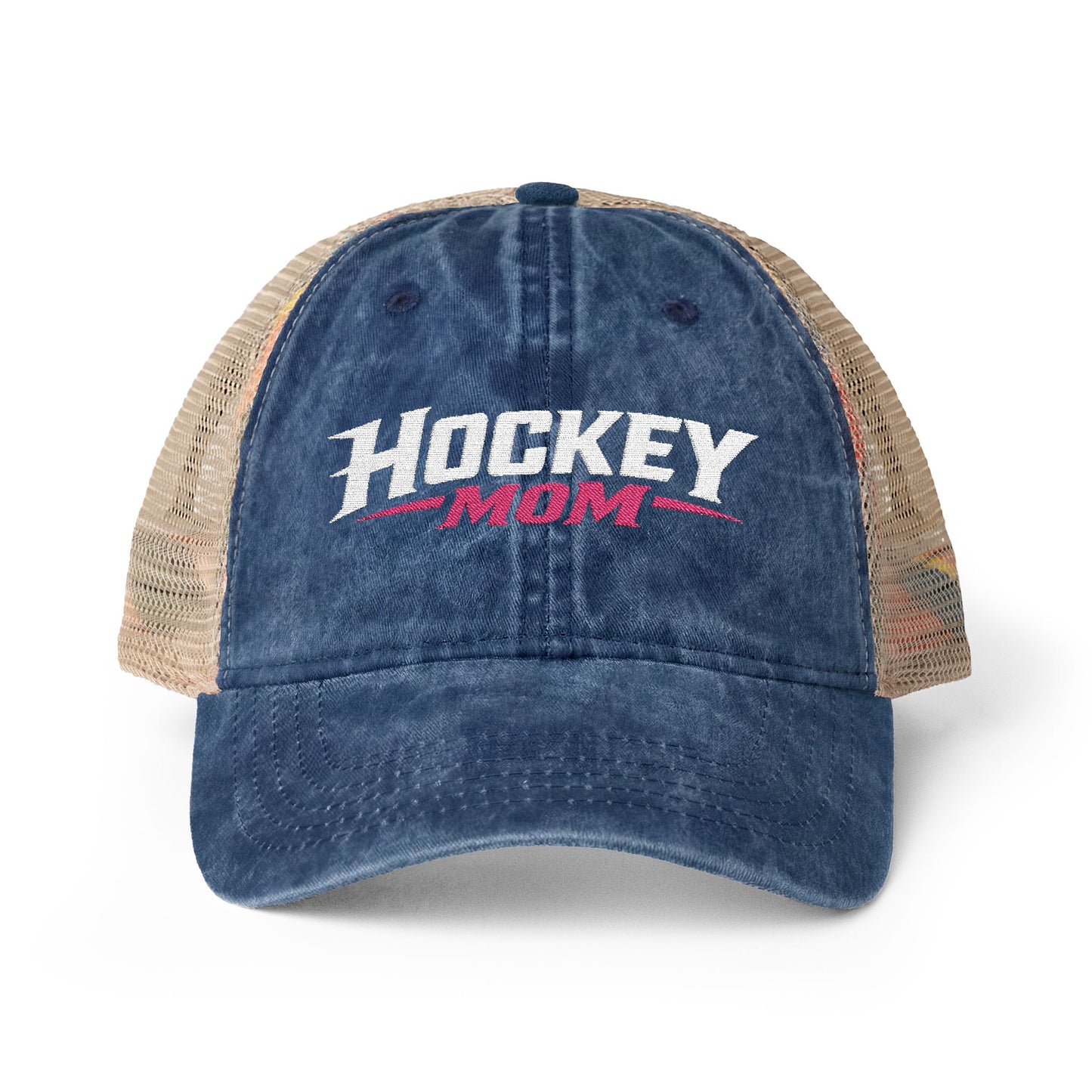 Women's Washed Mesh-Back Personalized Hockey Mom Hat