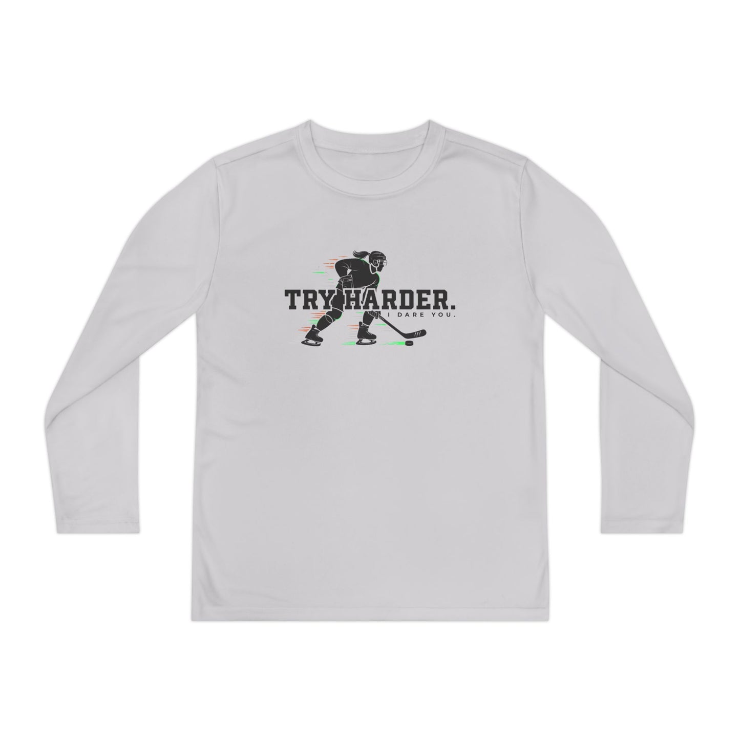 Try Harder Hockey Youth Long Sleeve Tee