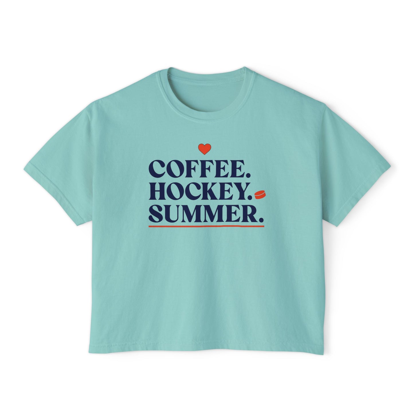 Coffee. Hockey. Summer. Boxy Tee