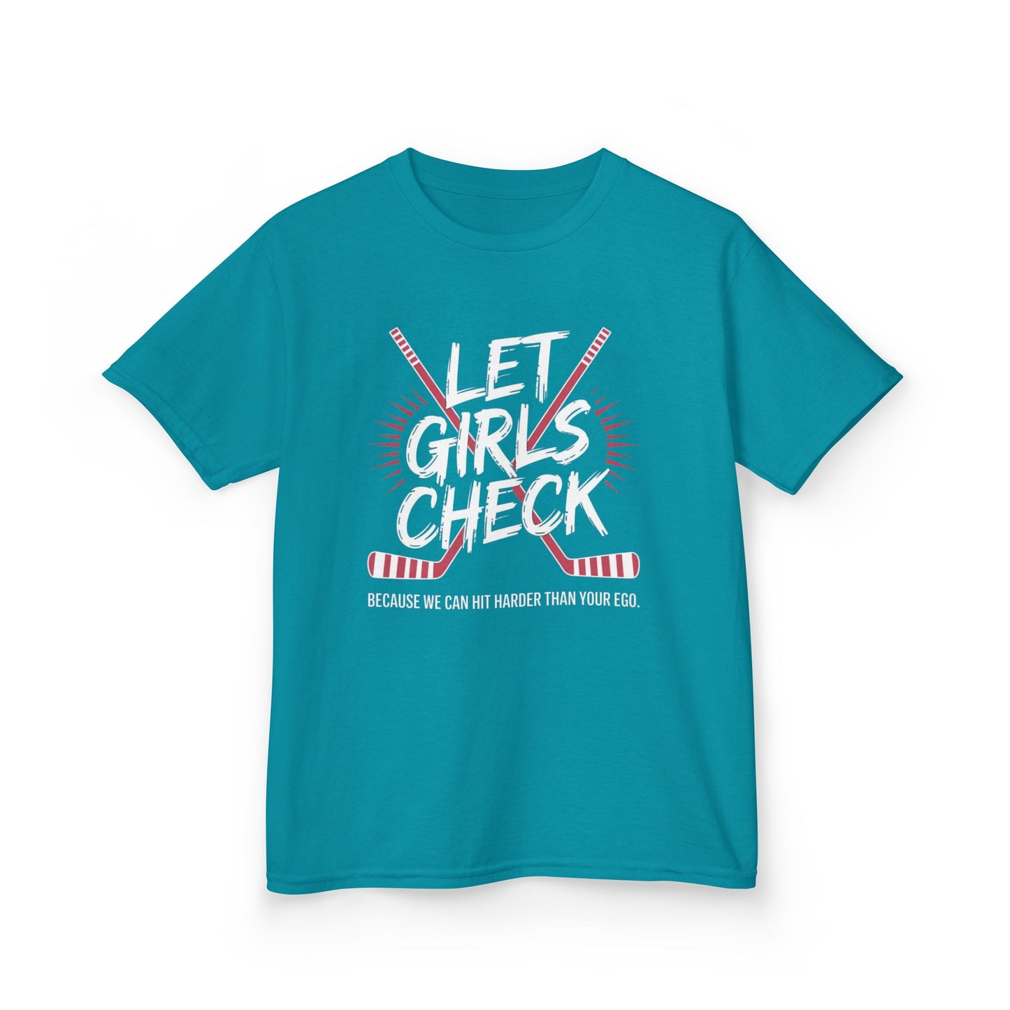 Let Girls Check Kids T-Shirt — Girls Hockey Shirt (Let Girls Check)