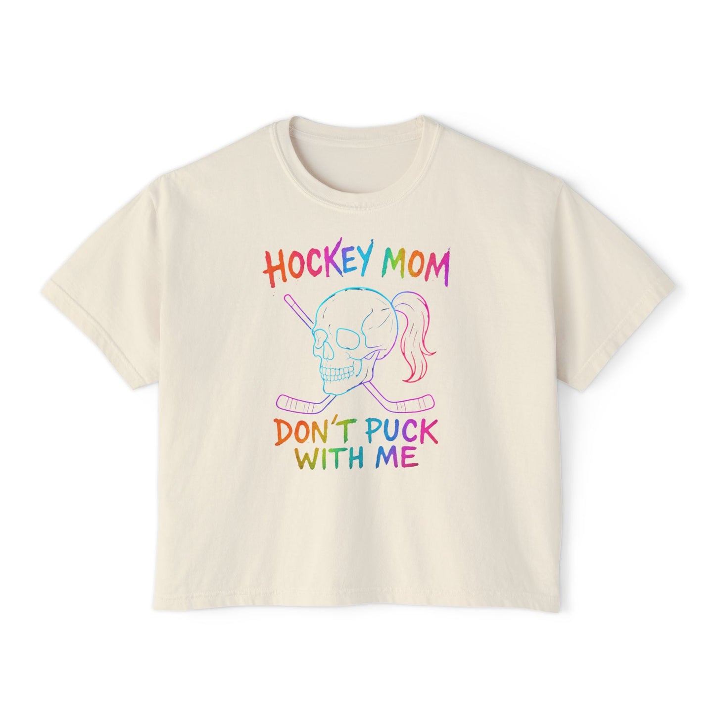 Hockey Mom Boxy Tee — "Don't Puck With Me"