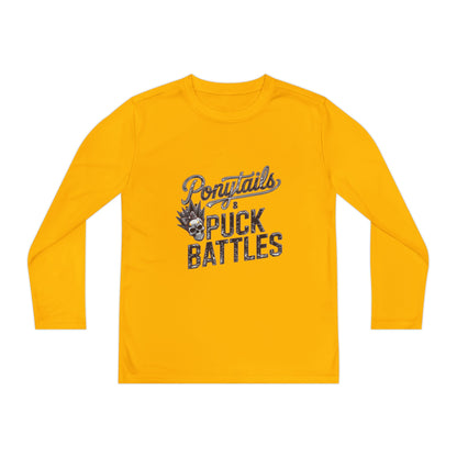 Ponytails & Puck Battles Youth Long Sleeve by Sport-Tek