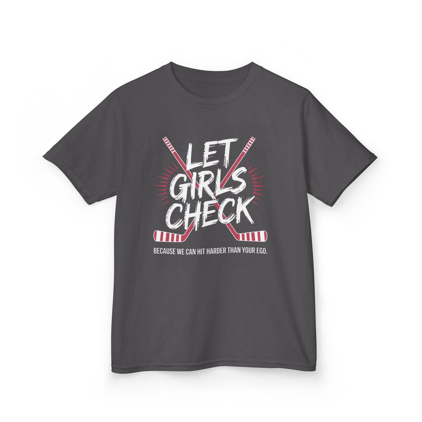 Let Girls Check Kids T-Shirt — Girls Hockey Shirt (Let Girls Check)