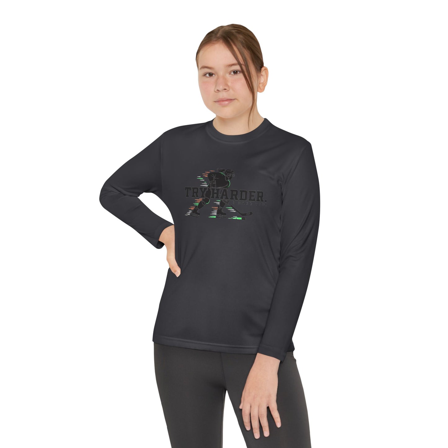 Try Harder Hockey Youth Long Sleeve Tee