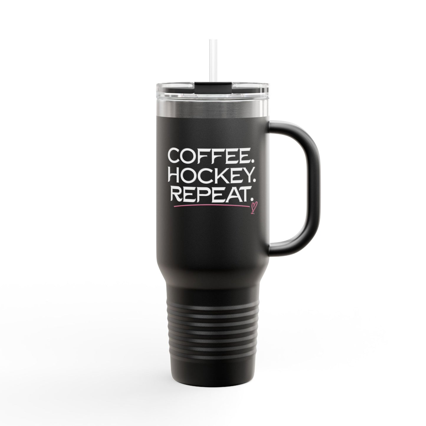 40oz Insulated Travel Mug — Coffee. Hockey. Repeat. Cold-Resistant Tumbler for Hockey Fans