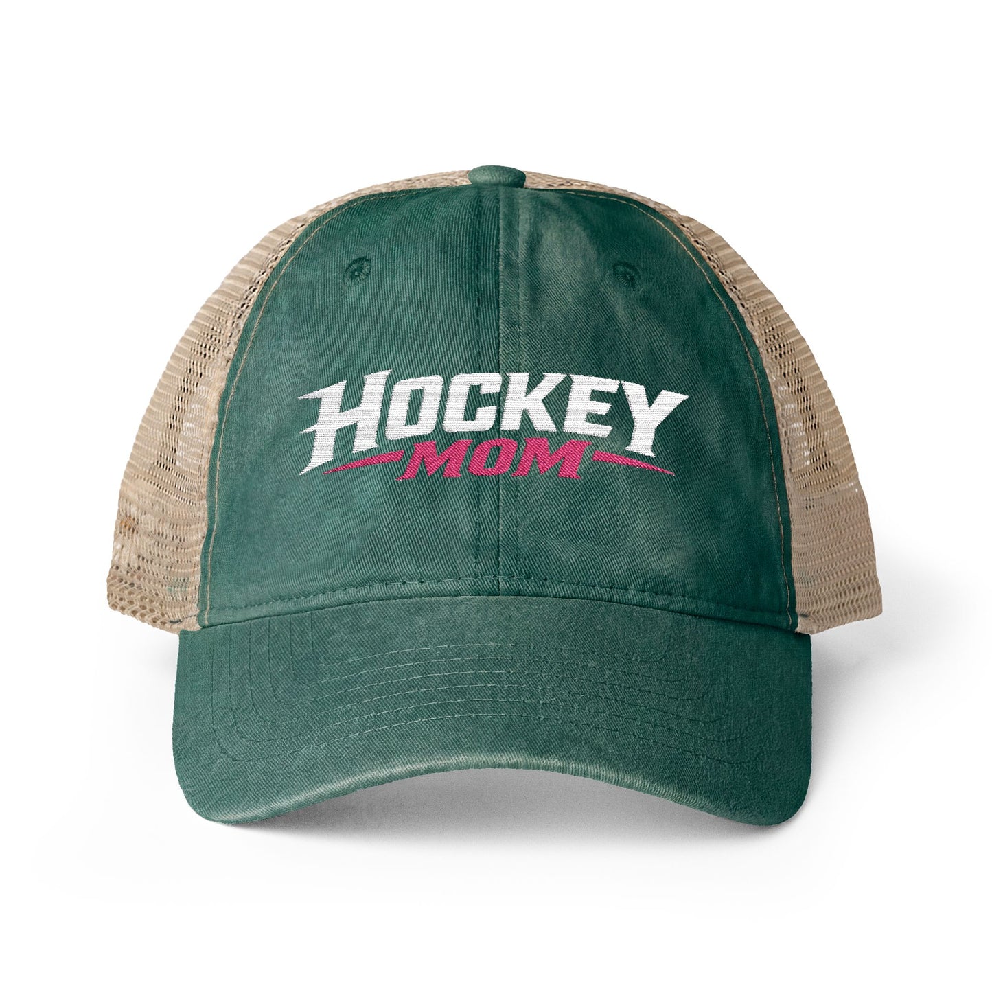 Women's Washed Mesh-Back Personalized Hockey Mom Hat