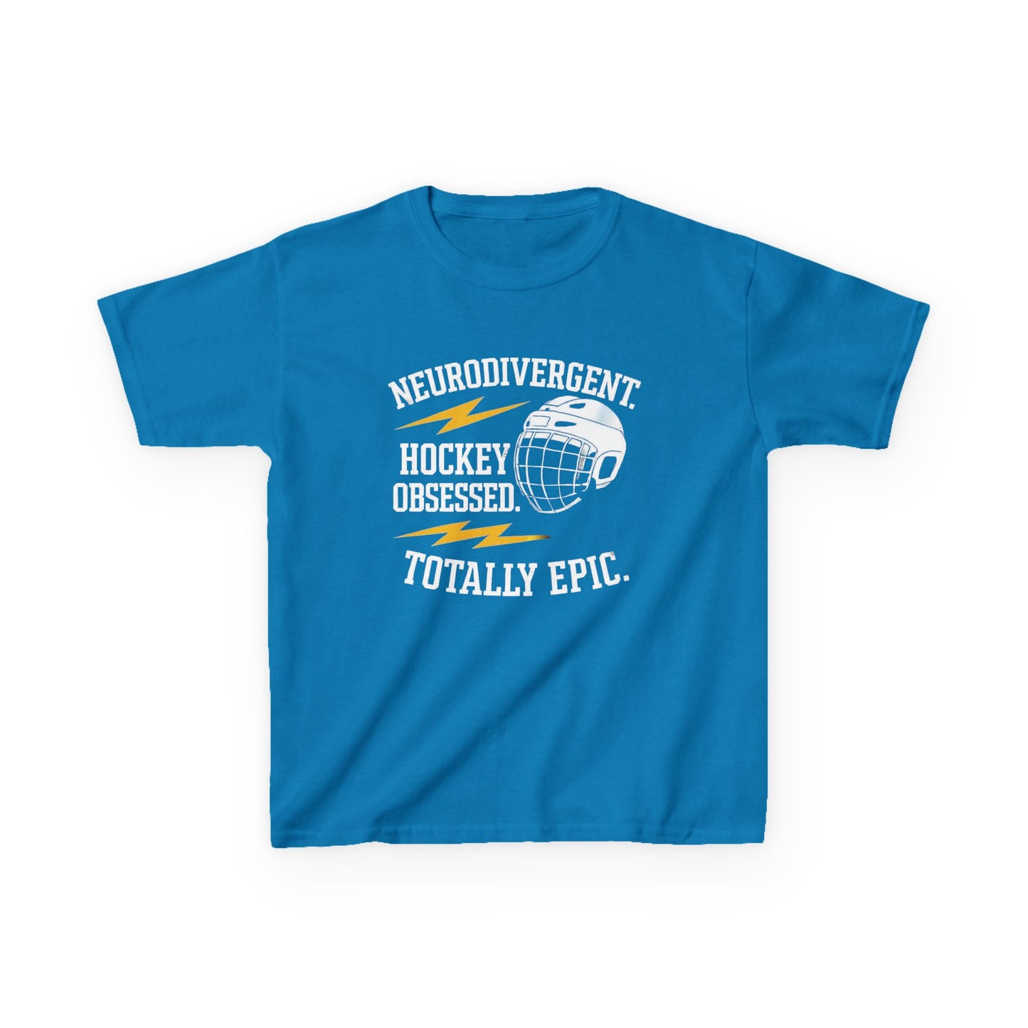 Kids Hockey T‑Shirt — "Neurodivergent Hockey Obsessed, Totally Epic"