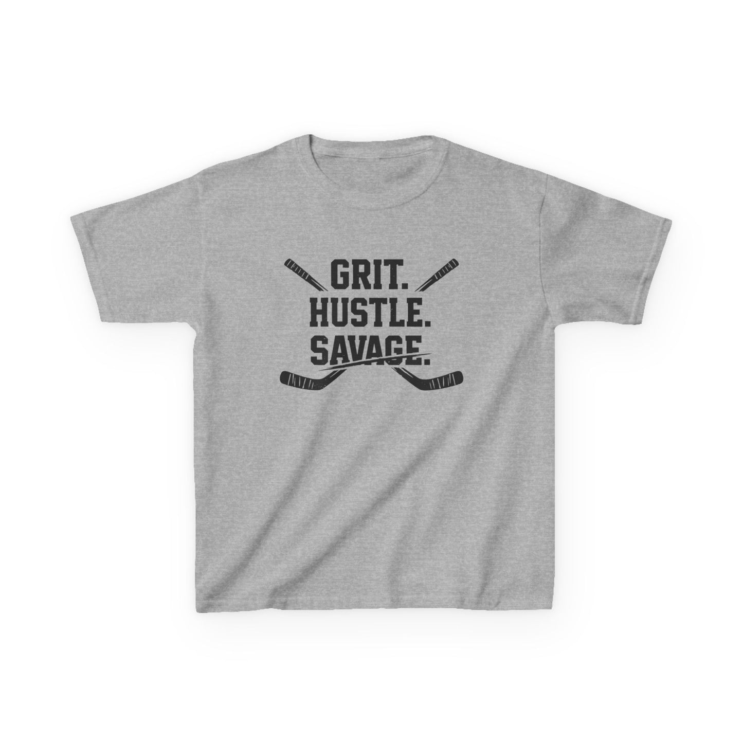 Kids Hockey Tee — "Grit. Hustle. Savage."