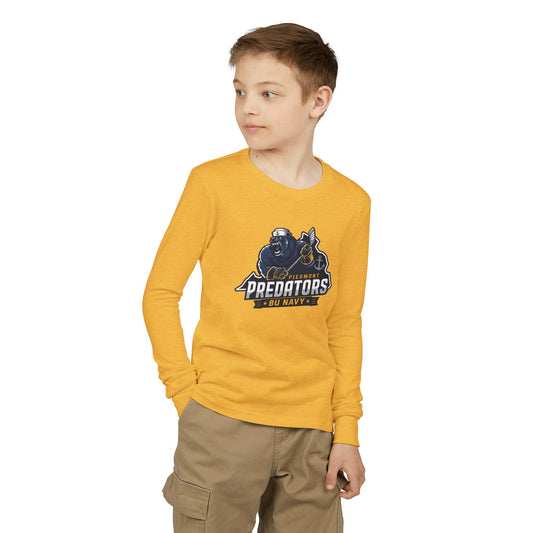 Predators 8U Navy Youth Long Sleeve Tee — Mascot Sports Team Shirt
