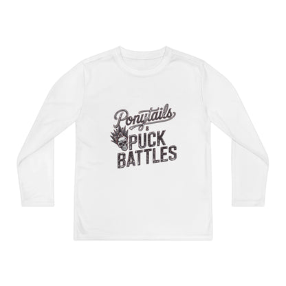 Ponytails & Puck Battles Youth Long Sleeve by Sport-Tek