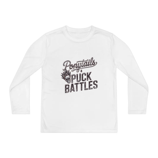 Ponytails & Puck Battles Youth Long Sleeve by Sport-Tek