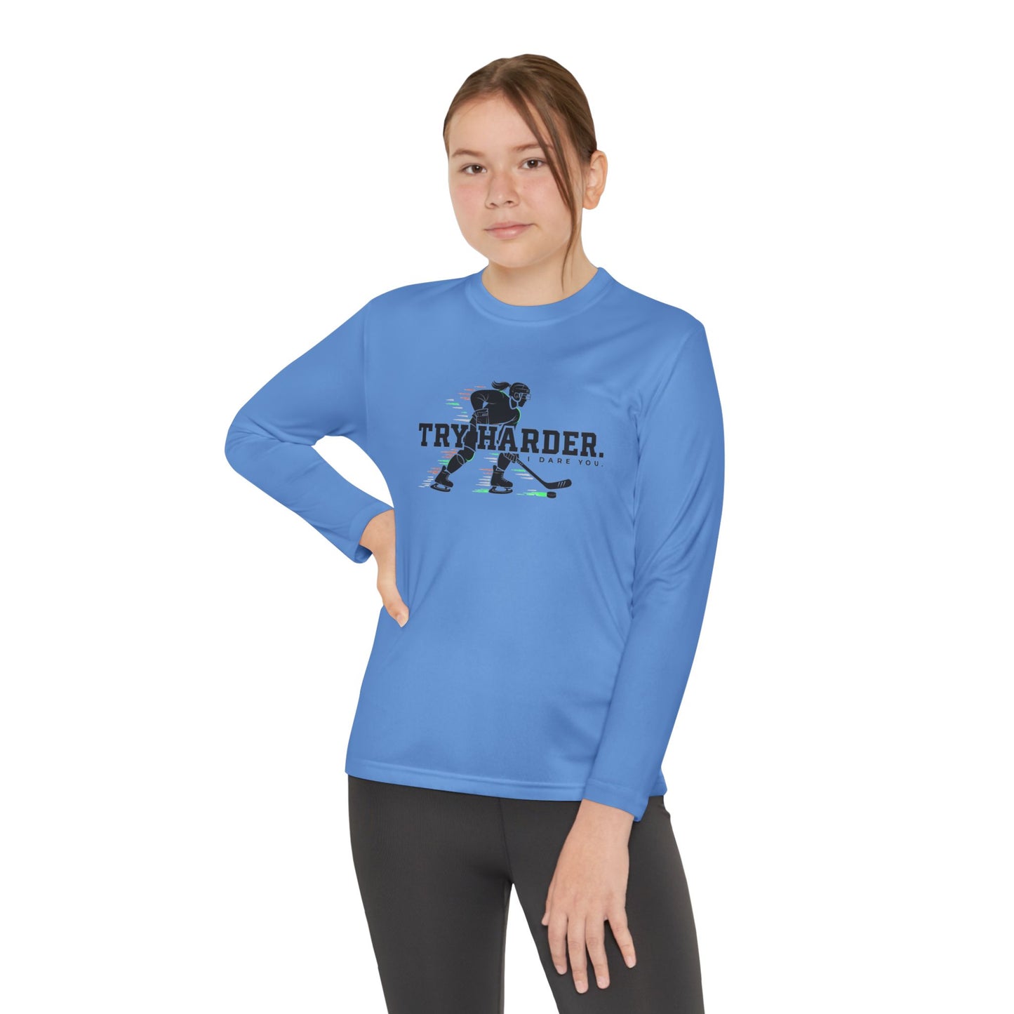 Try Harder Hockey Youth Long Sleeve Tee