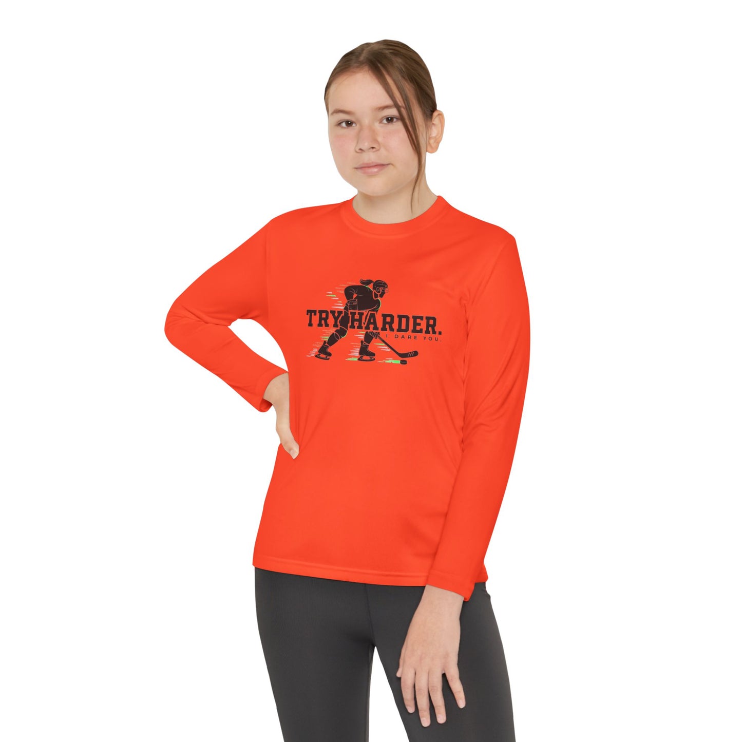 Try Harder Hockey Youth Long Sleeve Tee
