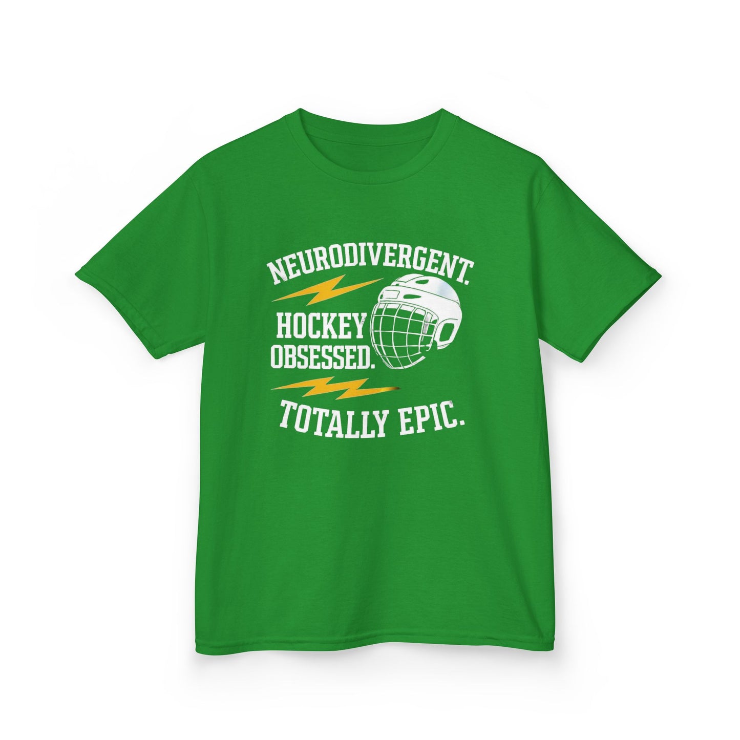Kids Hockey T‑Shirt — "Neurodivergent Hockey Obsessed, Totally Epic"