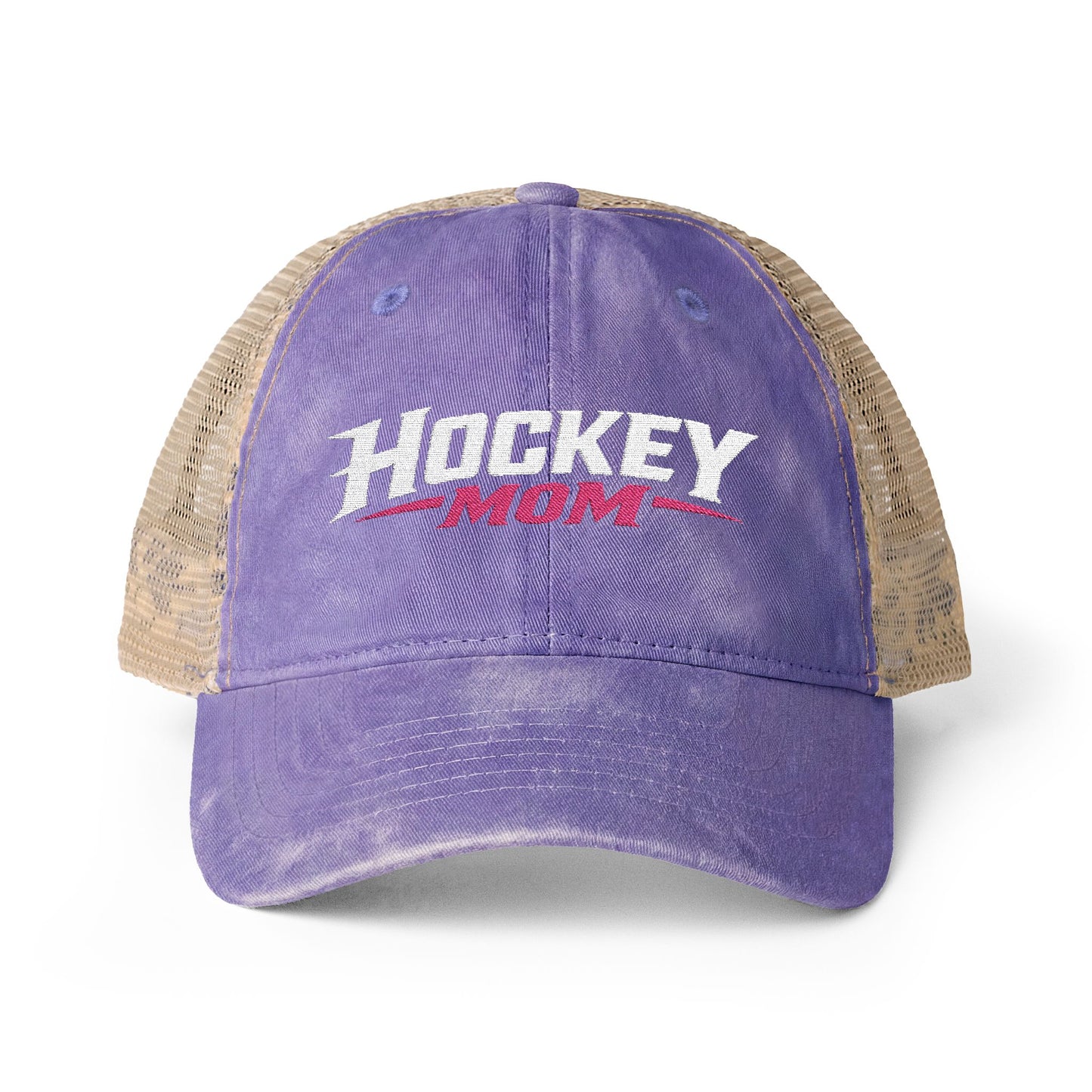 Women's Washed Mesh-Back Personalized Hockey Mom Hat