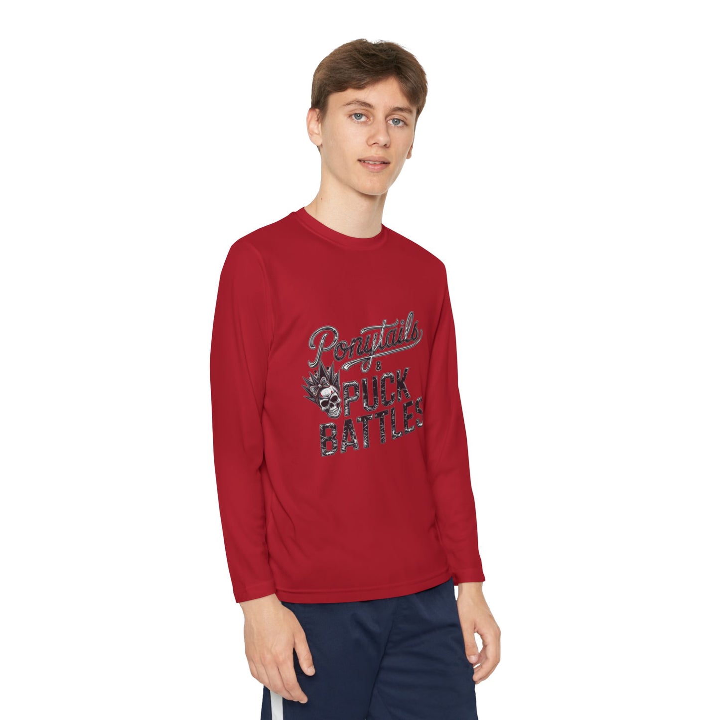 Ponytails & Puck Battles Youth Long Sleeve by Sport-Tek