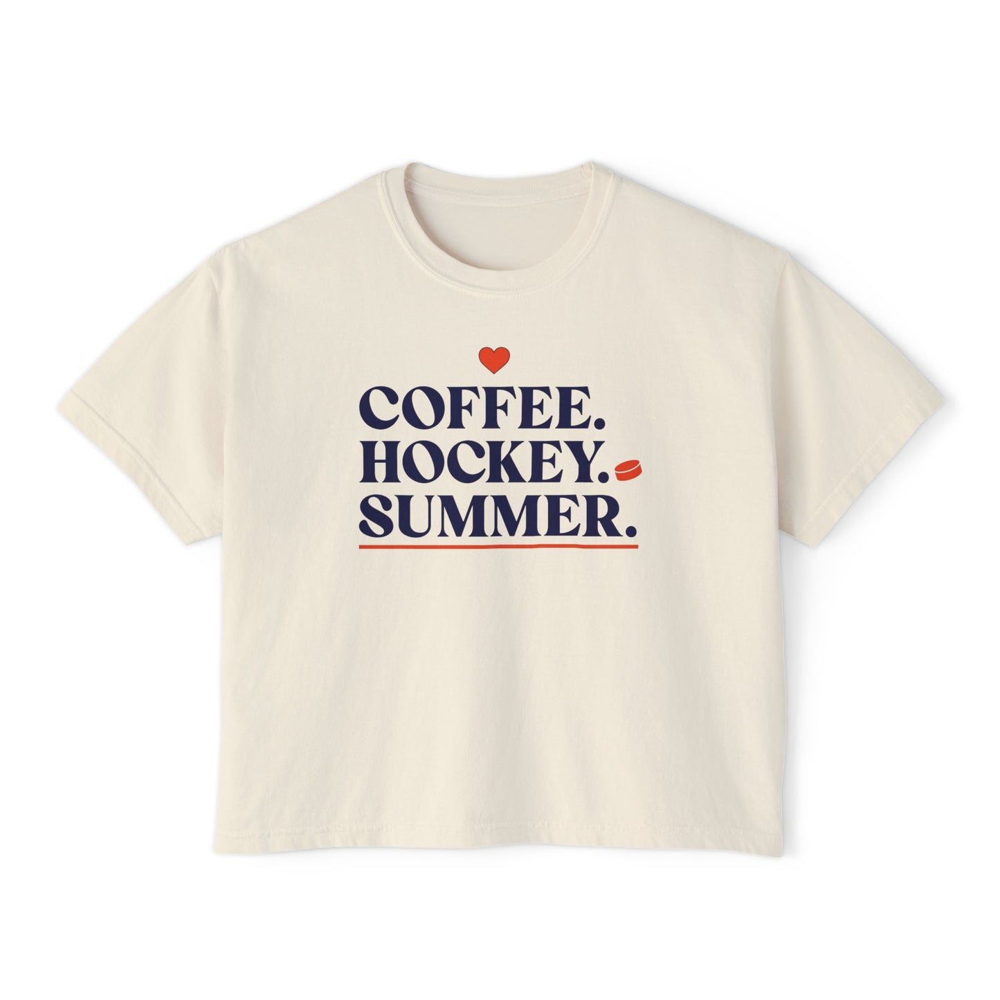 Coffee. Hockey. Summer. Boxy Tee