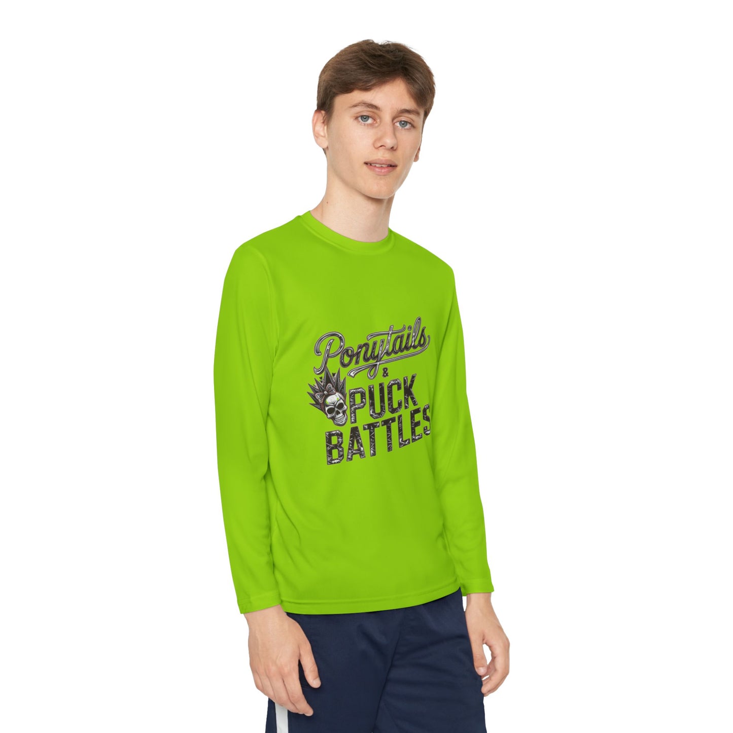 Ponytails & Puck Battles Youth Long Sleeve by Sport-Tek