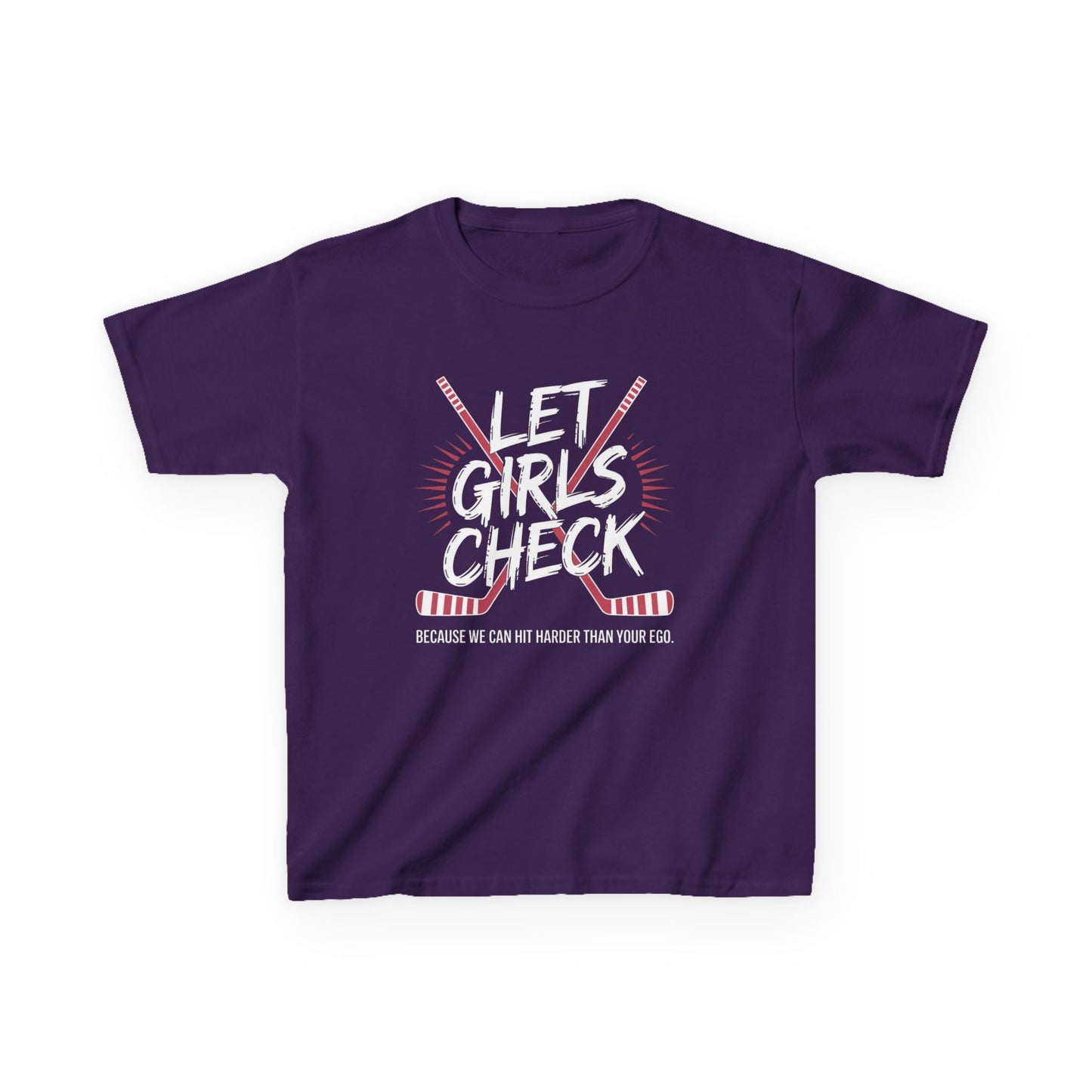Let Girls Check Kids T-Shirt — Girls Hockey Shirt (Let Girls Check)